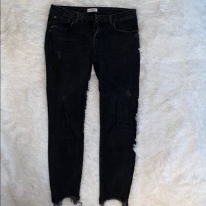Zara black stretch, cropped denim